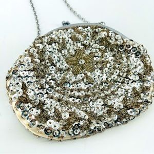 Elegant Sequin Mini Bag - Silver and Gold